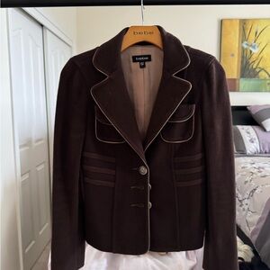 Bebe Dark Brown Blazer with Cream Accents